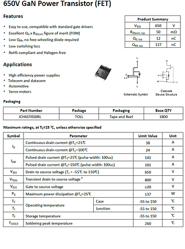 D-MODE GaN JCH65T050RL