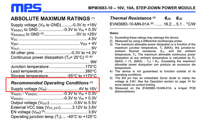 推荐的工作电压范围